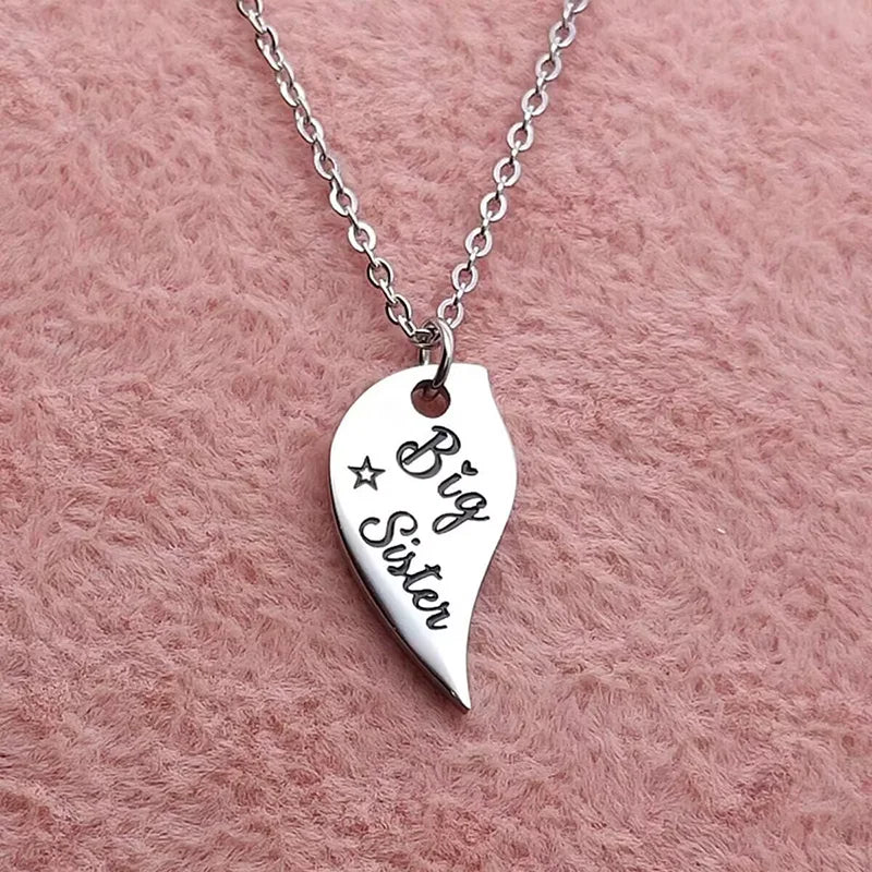 3 PCS Mom Big Sister Littler Sister Heart Matching Necklace Set Stainless Steel Mother Daughter Necklaces Jewelry Gifts