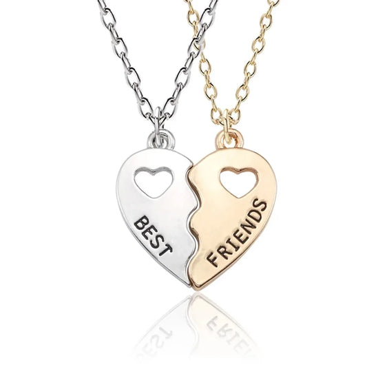 2 Pcs/Set Heart Necklace Best Friends Necklaces For Women Choker Necklace Friendship Pendant Splicing Enamel Necklaces Women Men