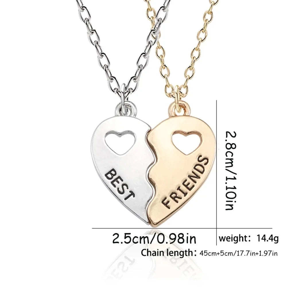 2 Pcs/Set Heart Necklace Best Friends Necklaces For Women Choker Necklace Friendship Pendant Splicing Enamel Necklaces Women Men