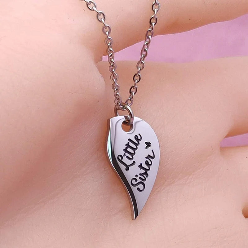 3 PCS Mom Big Sister Littler Sister Heart Matching Necklace Set Stainless Steel Mother Daughter Necklaces Jewelry Gifts